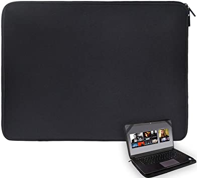 Laptop Sleeve 14 inch Black Water-Resistant Neoprene Notebook Computer Briefcase Carrying Bag/Pouch Cover with 4 Elastic Bands for 14.1" 14.5" Lenovo ThinkPad /HP Chromebook/Dell Vostro/ Acer Aspire