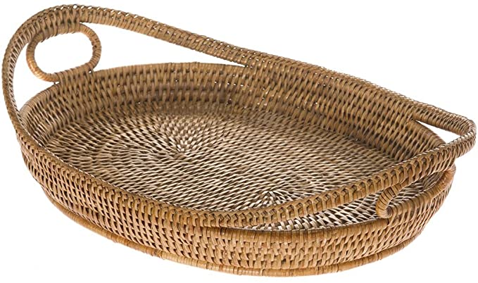 KOUBOO La Jolla Oval Serving Tray, Small, Honey Brown