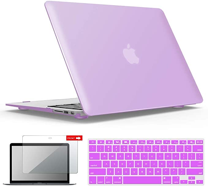 IBENZER MacBook Air 13 Inch Case A1466 A1369, Hard Shell Case with Keyboard & Screen Cover for Apple Mac Air 13 Old Version 2017 2016 2015 2014 2013 2012 2011 2010, Purple, A13PU 2A