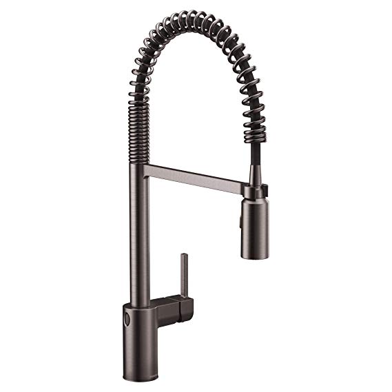 Moen 5923EWBLS Align Motionsense Wave Sensor Touchless One-Handle High Arc Spring Pre-Rinse Pulldown Kitchen Faucet, Black Stainless