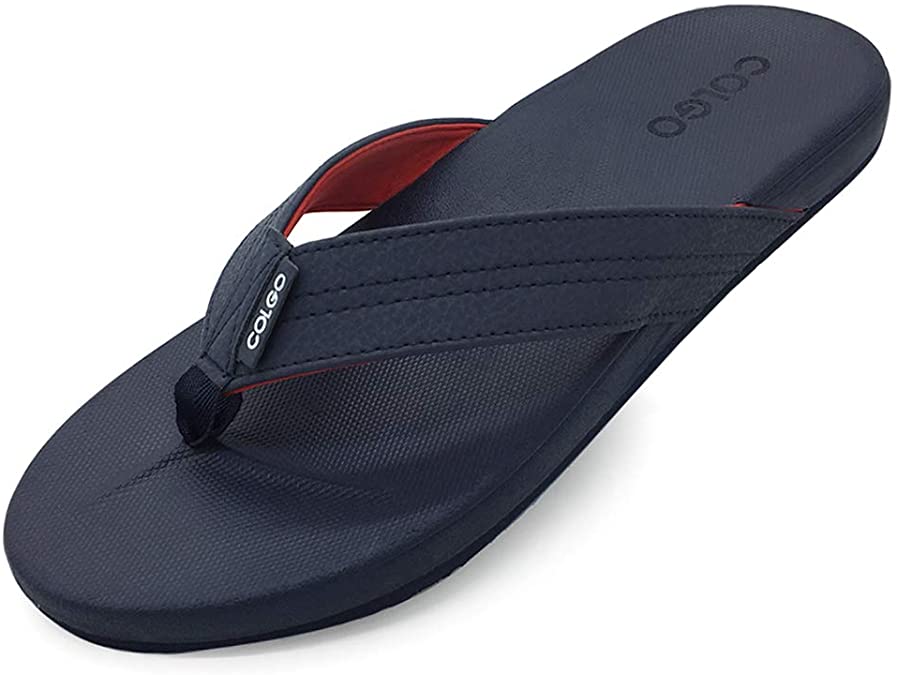 Colgo Mens Comfortable Flip Flops Lightweight Wide Thong Sandals Summer Beach Sandals