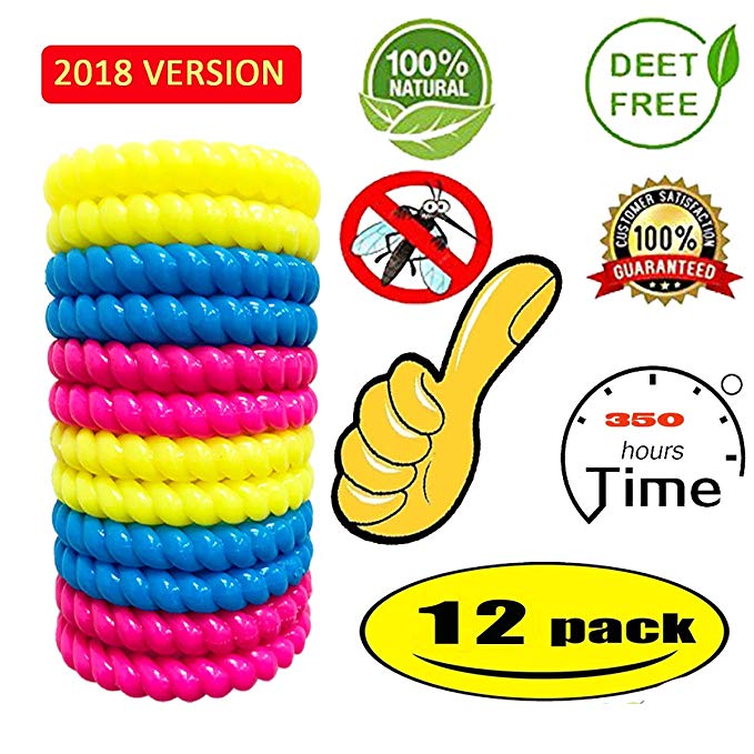 12 Pack Mosquito Bracelet,100% Natural Non-Toxic Bug Bracelet 350Hrs of Protection - for Kids,Women,Men (24-Pack)