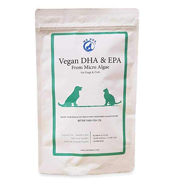 Mr Ros Marine Phytoplankton Vegan DHA & EPA from Micro Algae Food Supplement Powder for Dogs & Cats- 60 Grams (2.12 Oz) up to 120 Servings