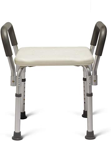 Medline Bath Bench Shower Seat with Padded Armrests, Great for Bathtubs, Supports up to 350 lbs