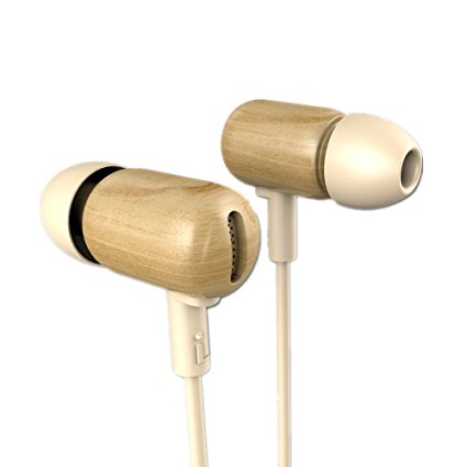 Wood Headphones in Ear Phone DZAT DF-10 Premium Genuine Noise Cancelling Natural Wooden Hifi Stereo Bass Earphone Headset with Microphone by Yinyoo Audio (yellow wooden)