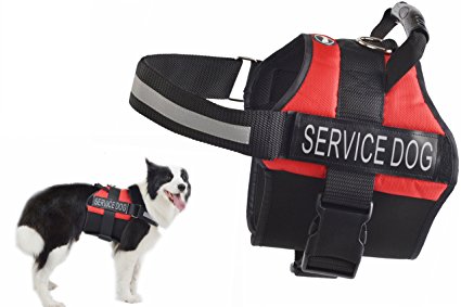 Anti Anxiety Service Dog Vest - Stress Relief Training Reflective Calming Adjustable Harness Red Large