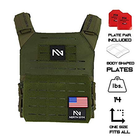 Northgym Adjustable Weighted Vest/Incl. 2 Innovative Moulded Weights for Best fit / 14lbs / 20lbs