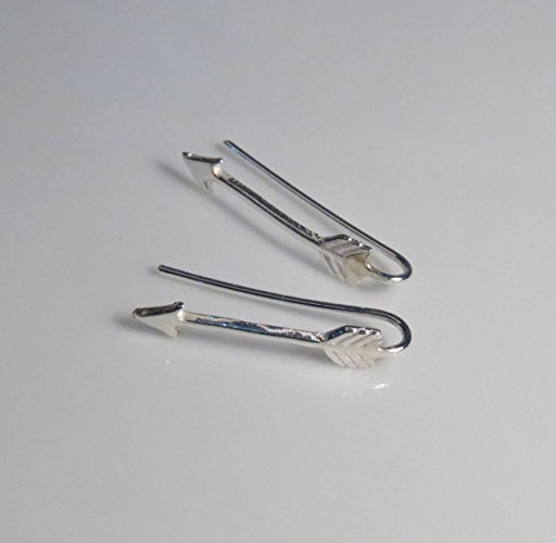 silver arrow ear climber earrings, pair, Sterling silver 925