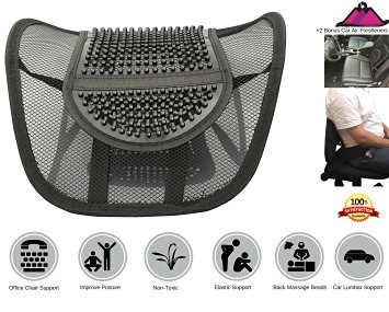 FOMI Mesh Lumbar Support. Breathable Massage Chair Back, Elastic Tension Comfort. Customize Alignment, Improve Posture. Lean Forward At...