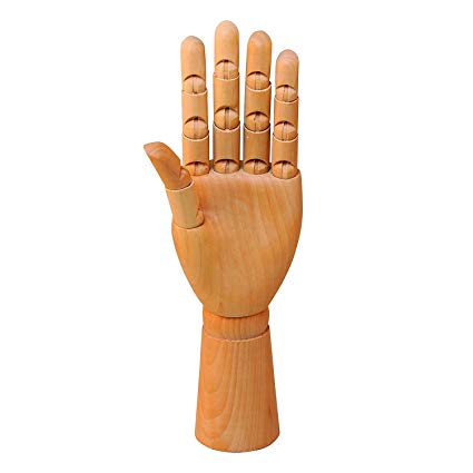 Wooden Left Hand Manikin Male - Sectioned Full Hand Artist Mannequin - Yazycraft