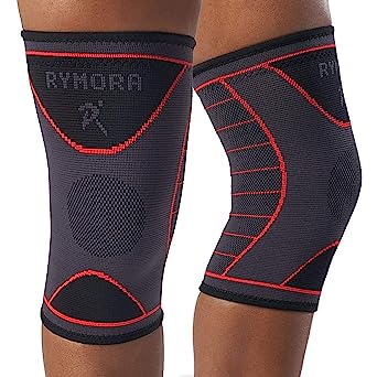 Knee Support Brace Compression Sleeves for Men and Women (Grey) (Pair) (Medium) [M] - for Ligament Injury, Joint Pain Relief, Running, Arthritis, ACL, MCL, Sport