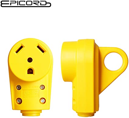 EPICORD30 Amp RV Plug 125V Heavy Duty RV Power Female Replacement Plug Receptacle Plug With Ergonomic Grip Handle, Yellow