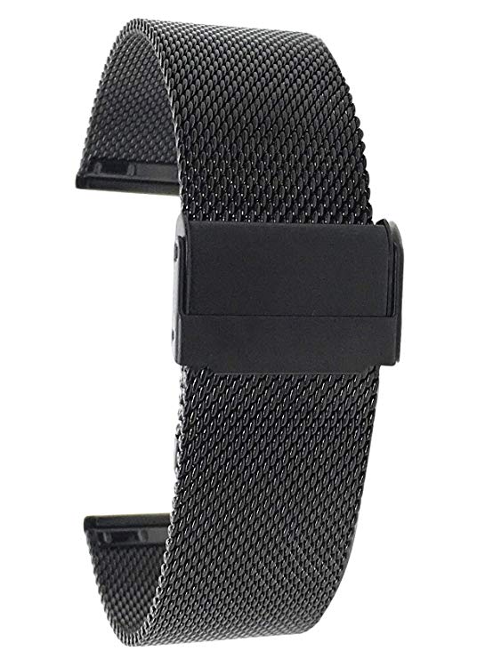 Bandini Stainless Steel Mesh Watch Band, Fine, Thin, Metal Mesh Watch Strap, Adjustable Length - Silver, Gold, Black and Rose Gold Tone - 8mm, 10mm, 12mm, 14mm, 16mm, 18mm, 20mm, 22mm, 24mm