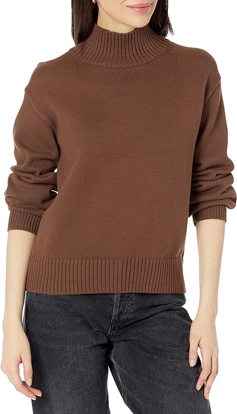 Amazon Essentials Women's Cotton Funnel-Neck Sweater (Available in Plus Size)