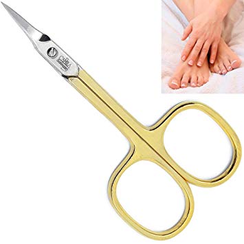 Camila Solingen CS04 3 1/2" Professional Hypoallergenic Gold Plated Combination Nail & Cuticle Manicure & Pedicure Sharp Curved Nail Cutting Scissors. Made of Stainless Steel in Solingen, Germany