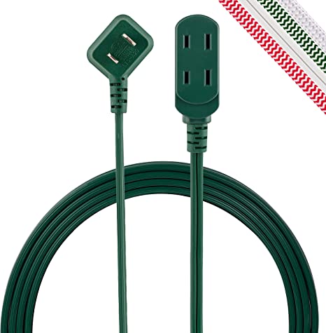 Philips Accessories 3 Outlet Extension Cord, 15 Ft Long Cord, Polarized Outlets, Flat Plug, Perfect for Holiday Lights & Décor in The Home or Office, Green, SPS1032GE/27