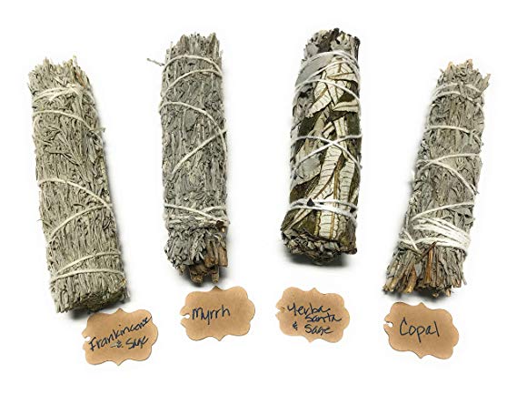 Arianna Willow Mystical Variety Smudge Sticks Including Copal, Frankincense, Myrrh, and Yerba Santa.