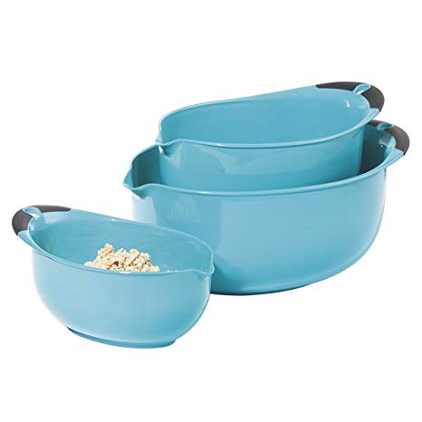 Oggi 3-Piece Oval Mixing Bowl Set, Aqua