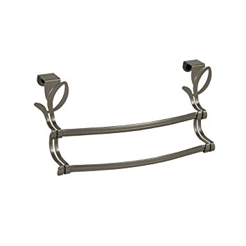 Spectrum Diversified Leaf Double Towel Bar, Over the Cabinet Door, Satin Nickel