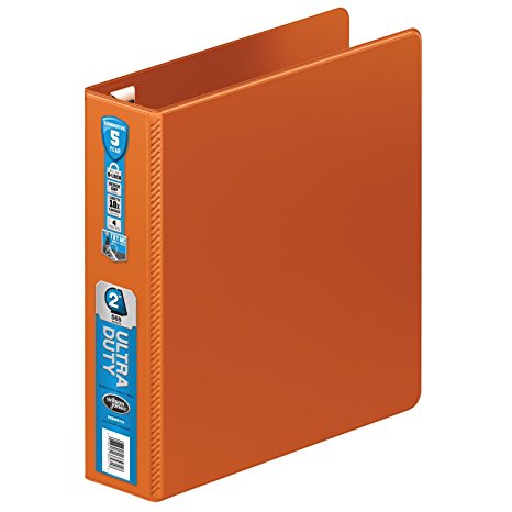 Wilson Jones Ultra Duty D-Ring Binder with Extra Durable Hinge, 2-Inch, Dark Orange (W876-44-159)