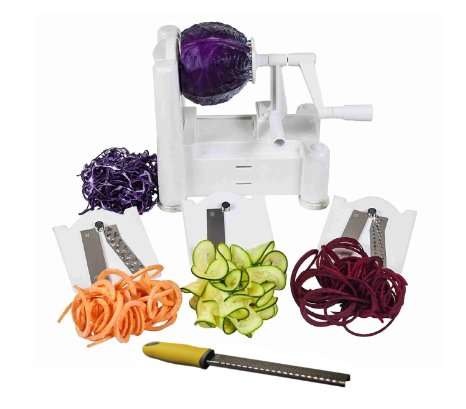 URBAN DEPOT, #1 Vegetable Spiral Slicer - FREE VEGETABLE CHOPPER! (A $19.00 Value!) Make Low Carb, Paleo, Gluten Free Meals,High Quality Interchangeable Blades,Grater,Cutter, Heavy Duty,BEST PRICED!