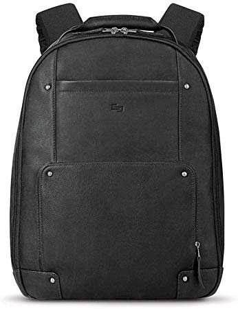 Solo Reade Vintage Leather Laptop Backpack, 15.6 Inch Leather Backpack for Women and Men Perfect for the Office, School, College and Travel, Black
