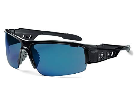 Ergodyne Skullerz Dagr Safety Sunglasses - Black Frame, Blue Mirror Lens