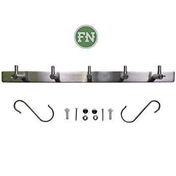 FindNew SUS 304 Stainless Steel Wall Mount Hooks Hanger Rack for Bedroom and Bathroom Silver 5 Hooks   2pcs S type hooks