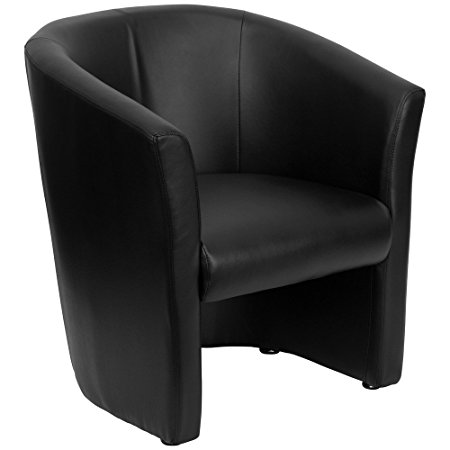 Flash Furniture GO-S-01-BK-QTR-GG Black Leather Barrel-Shaped Guest Chair