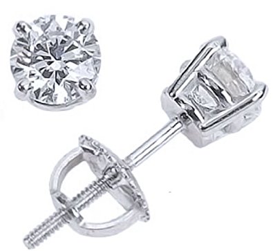 1/2 Carat GIA Certified Solitaire Solitaire Diamond Stud Earrings Round Cut 4 Prong Screw Back (D-E Color, VS1-VS2 Clarity)