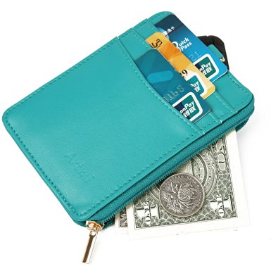 Artmi Womens Wallet RFID Blocking Card Holder Compact Purse with ID Window Keyring