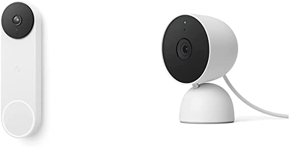 Nest Doorbell - Battery - Snow with Nest Cam Indoor - Wired - Snow