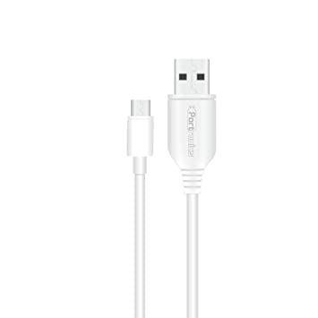 Portronics Konnect Core II 2.4A Fast Charging 1M Micro USB Cable for Android Phones (White)