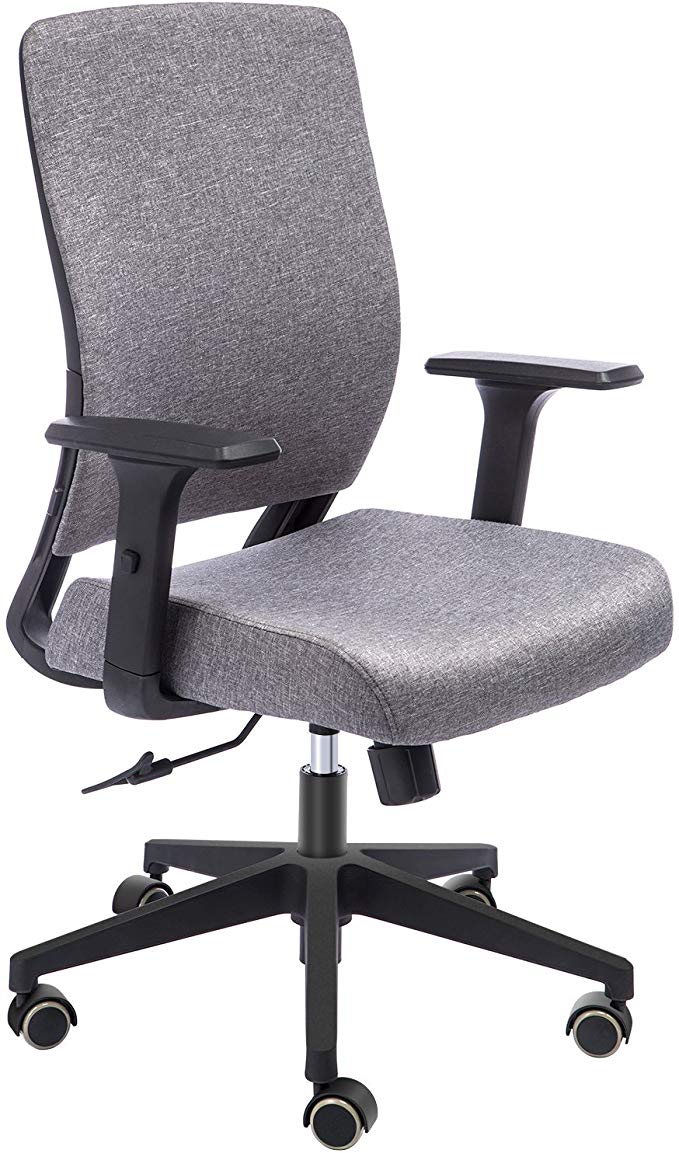 TOPSKY Mid-Back Ergonomic Fabric Office Chair with Adjustable Arm and Lumbar Support (Gray Fabric) …