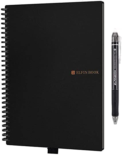 Elfinbook Everlast Smart Reusable Notebook A5 Executive Black, Erasable Pen Included（A5）