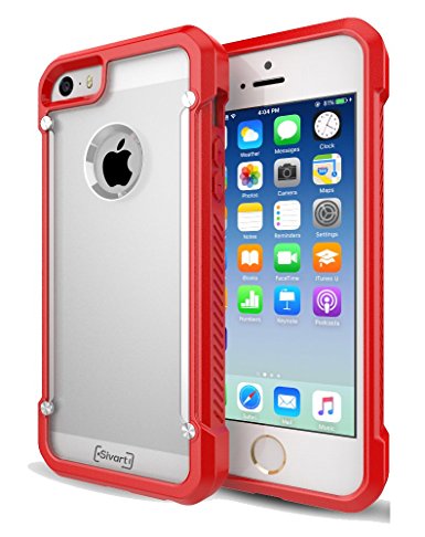 iPhone 5 / 5S / 5SE Case, Sivart Apple Case Shock-Absorption Bumper Anti Scratch Clear Back Ultra Thin Phone Case for iPhone 5S 4 Inch (Red)
