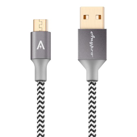 Anypro 2.0 Micro-USB to USB Cable - 2 Pack (2m,1m) Reversible Nylon Braided