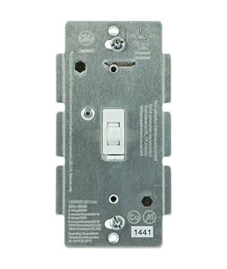 GE Z-Wave Wireless Smart Lighting Control Smart Dimmer Toggle Switch, In-Wall, White, Works with Amazon Alexa, 12729