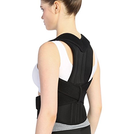Posture Corrector Back Brace Support Belts for Upper Back Pain Relief, Adjustable Size with Waist Support Wide Straps Comfortable for Men Women (Waist 30" - 38")