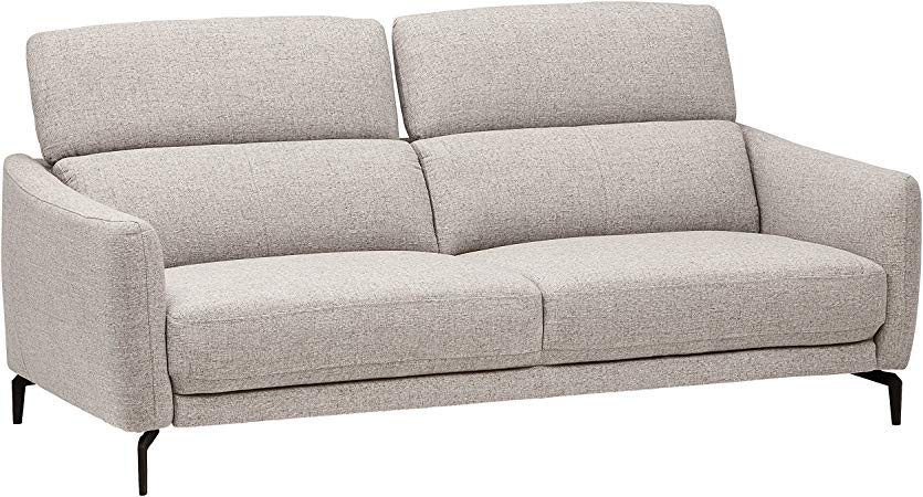 Rivet Kaden Mid-Century Modern Adjustable Headrest Loveseat Sofa, 77.5"W, Light Grey