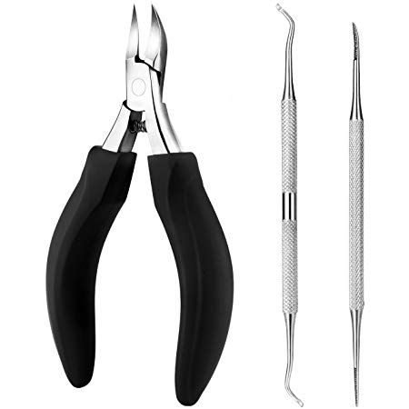 TOPELEK Ingrown Toenail Clippers Kit with Nail Lifter and File, Nippers for Thick and Hard Nails, Paronychia, Onychomycosis, Nail Fungus, Pedicure and Manicure Tools for Podiatrists or Home Use, Stainless Steel Materials, Accurate and Safe