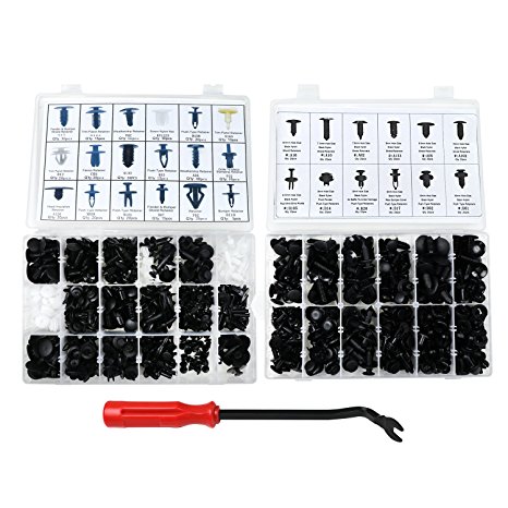 [240 Pcs 415Pcs] Push Retainer Kit, Most Popular Sizes &Applications, Free Fastener Remover For GM Ford Toyota Honda Chrysler with Plastic Storage Case