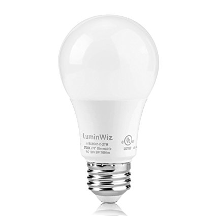 A19 LED Bulb, LuminWiz 9W 2700K 700lm UL-Listed LED Light Bulbs 60W Equivalent, E26 Base,Energy Star,Warm White