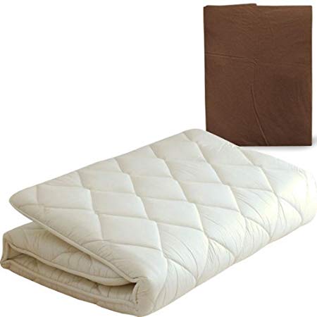 EMOOR Japanese Traditional Futon Mattress Classe (39 x 83 x 2.5 in.) with Mattress Cover (Brown), Twin-long Size. Made in Japan