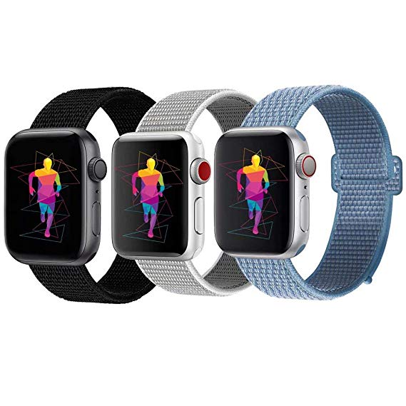 INTENY Sport Band Compatible with Apple Watch 38mm 40mm 42mm 44mm, Nylon Sport Loop, Strap Replacement for iWatch Series 4, Series 3, Series 2, Series 1