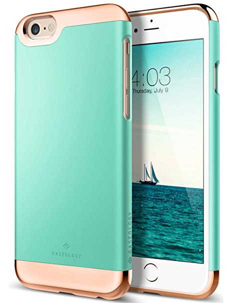 iPhone 6 Case, Caseology® [Savoy Series] Chrome / Microfiber Slider Case [Turquoise Mint] [Premium Rose Gold] for Apple iPhone 6 (2014) & iPhone 6S (2015) - Turquoise Mint