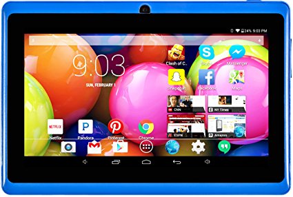 DeerBrook® DB  7" Quad Core Tablet 8GB- HD 1024x600 Display, Bluetooth, Dual Camera, Google Android 4.4 KitKat, WiFi, Google Play Pre-installed, 3D Gaming Support (Dark Blue)