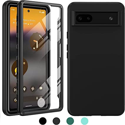 for Google Pixel 6A 5G Case: Slim Protective Shockproof Silicone Cell Phone Cases - Matte Rubber Dual Layer Cell Phone Cover Hard Bumper (Black)