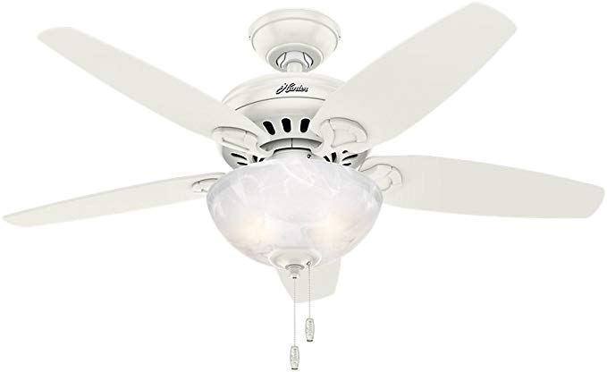 Hunter Indoor Ceiling Fan with light and pull chain control - Cedar Park 44 inch, White, 52134