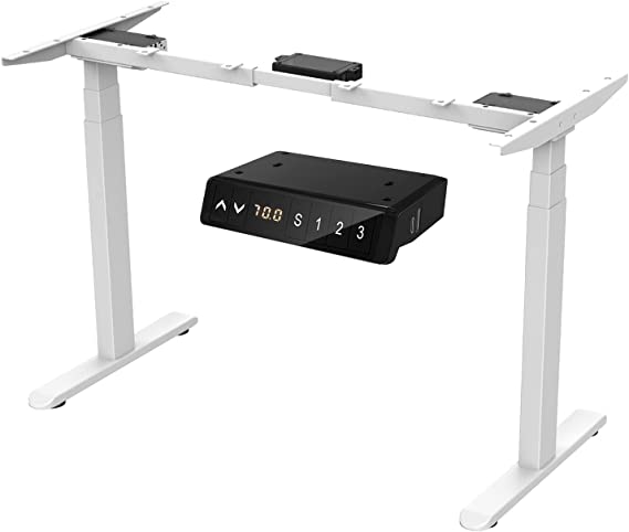 AIMEZO Electric Height Adjustable Desk Frame 3-Stage Home Office Stand up Desk/Anti-collisio/Dual Motor/No Desktop(White)